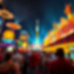Stunning view of a Las Vegas extravaganza event showcasing vibrant lights and crowds.