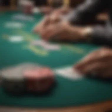 A close-up of a winning poker table with chips