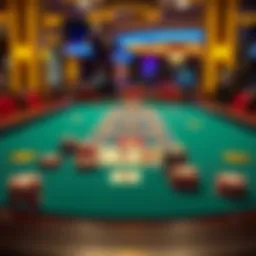 Illustration of limit poker table setup with chips and cards