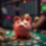 Illustration of a piggy bank filled with coins