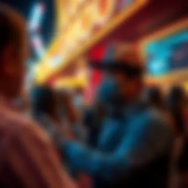 A promoter engaging with guests outside a popular Las Vegas venue