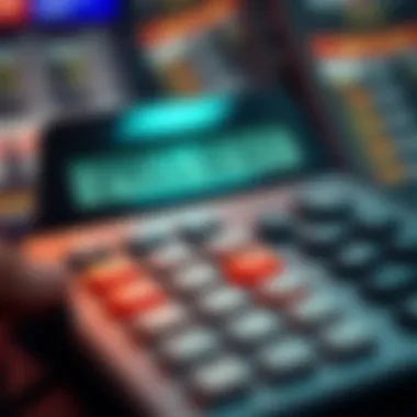 Betting Calculator A close-up of a betting calculator with sports statistics