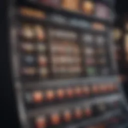 An intricate view of a modern slot machine interface showcasing various features