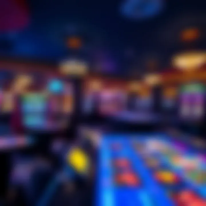 An engaging interior shot of a casino floor showcasing gaming tables and machines