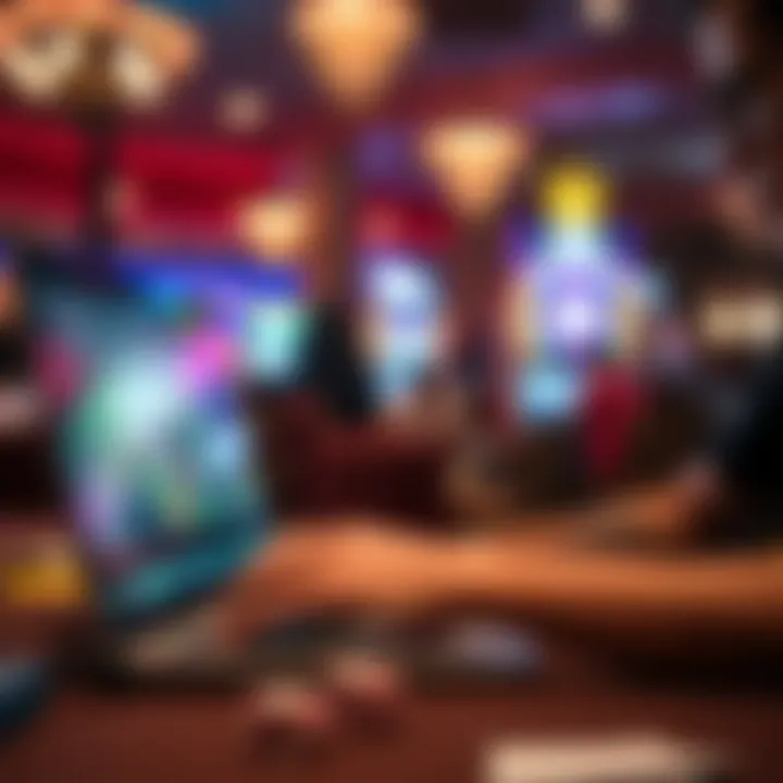 Close-up of a person engaging in online gaming on a laptop