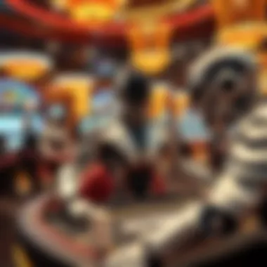 A futuristic casino environment featuring robotic players