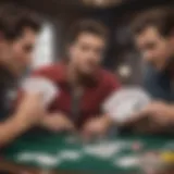 Illustration of players engaged in a game of trash poker at a table