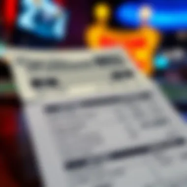 Close-up of a sports betting ticket highlighting various betting options.