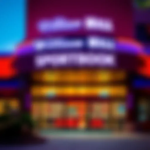 Exterior view of William Hill Sportsbook showcasing its vibrant signage and entrance.