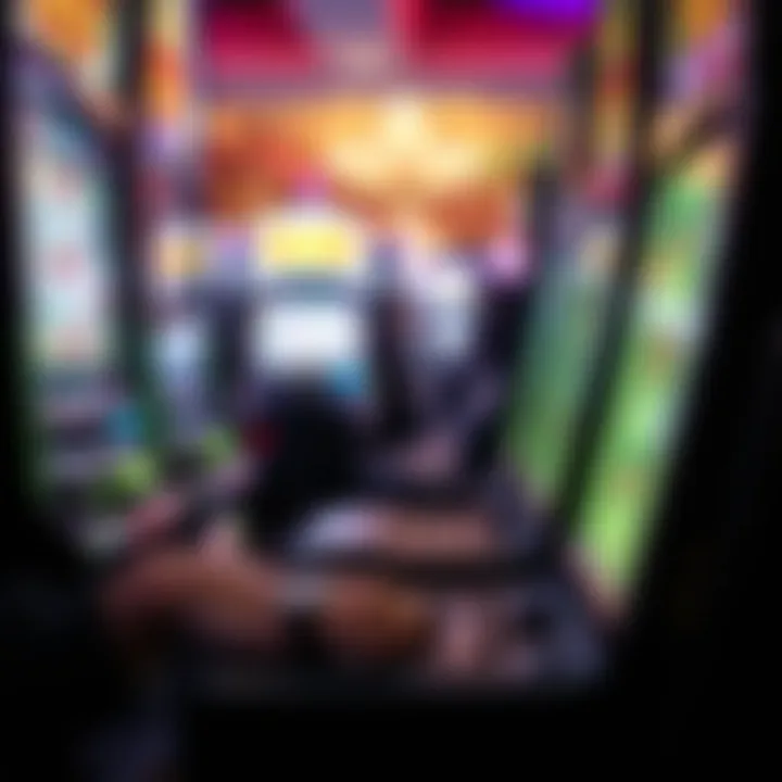 Player Engaging with Slots Close-up of a player engaging with a slot machine