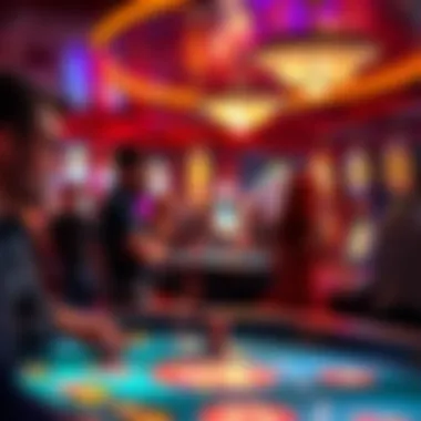 A lively casino environment filled with enthusiastic players engaging with fireball machines