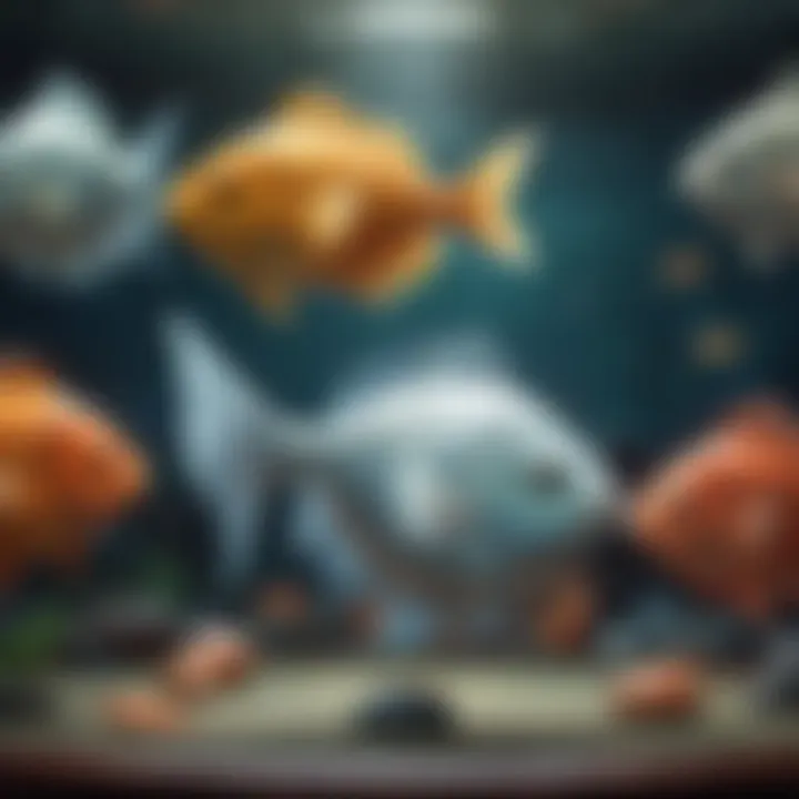 An illustration depicting various fish characters used in gameplay