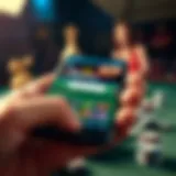 A close-up view of a smartphone displaying a gambling app interface.