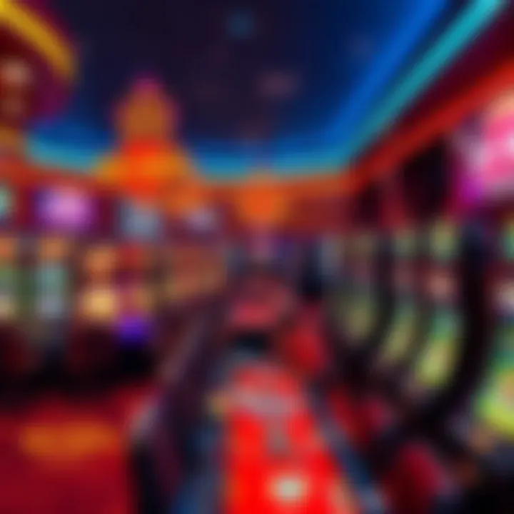 Vibrant gaming floor filled with various gaming tables and slot machines