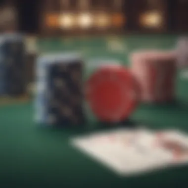 A detailed illustration of poker chips and cards set against a luxurious backdrop.