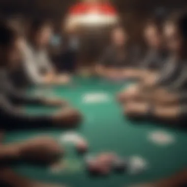 An intense High Stakes Poker table scene with players engrossed in their game.