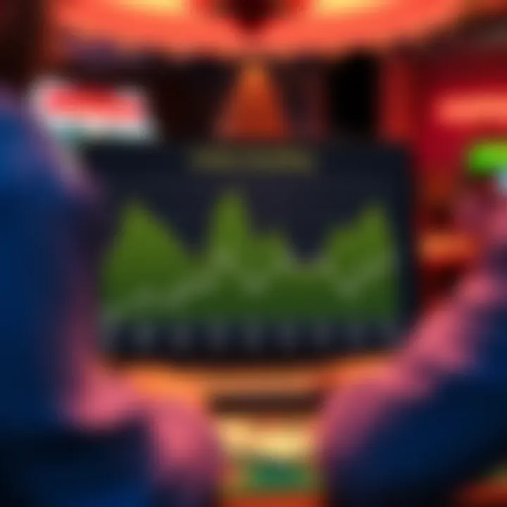 A graphical chart showing trends in online gambling popularity