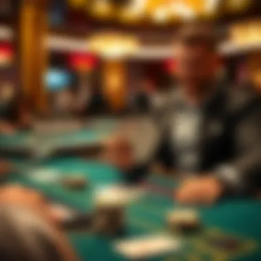 A dealer presenting a winning hand at the blackjack table
