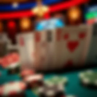 Close-up of blackjack cards showcasing player strategies