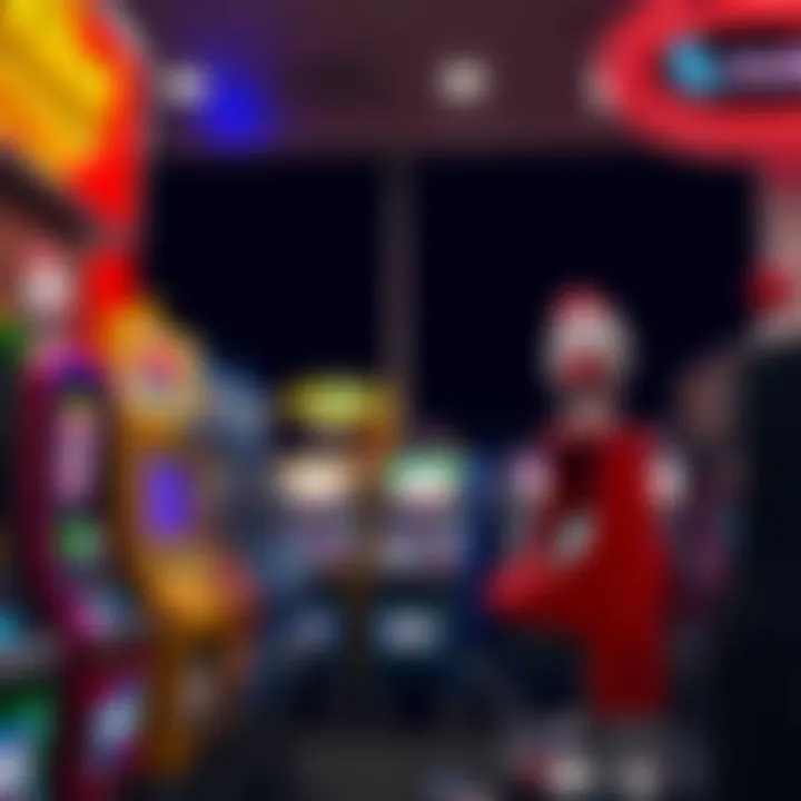 Array of colorful gas station slot machines lined up