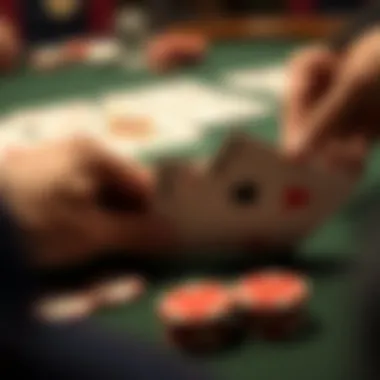 Close-up of poker cards being dealt