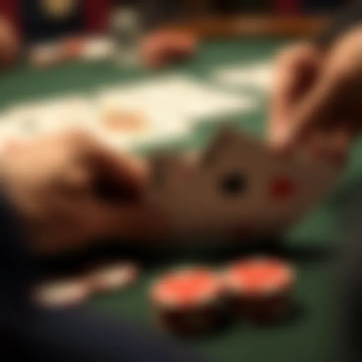 Close-up of poker cards being dealt
