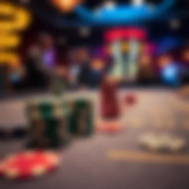 Close-up of gaming chips on a table with a focus on strategic gameplay