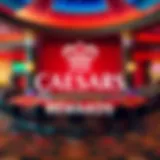Caesars Rewards logo on a vibrant background