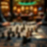 A strategic board game with complex pieces laid out on a table