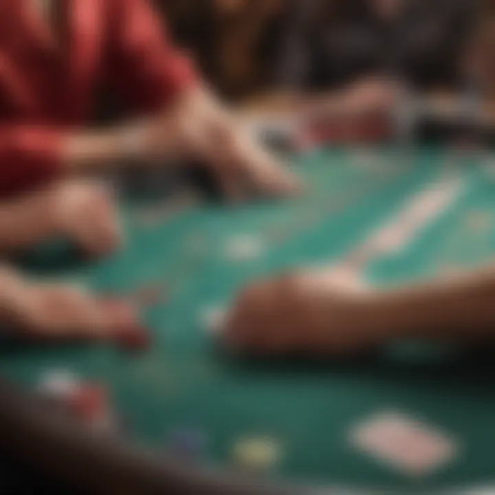 A player analyzing their hand at a Pai Gow Progressive table, demonstrating strategic thinking.