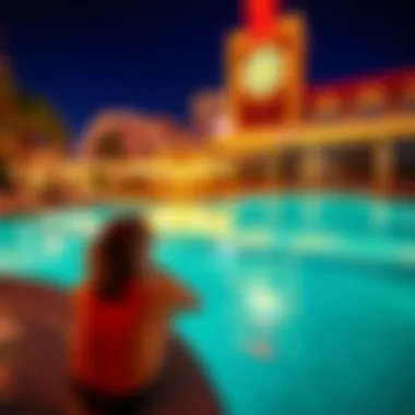 Tranquility at Plaza Vegas Pool A serene moment captured at the Plaza Vegas pool, emphasizing the tranquil leisure experience