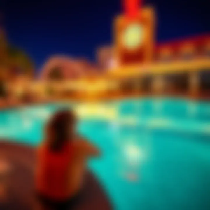 Tranquility at Plaza Vegas Pool A serene moment captured at the Plaza Vegas pool, emphasizing the tranquil leisure experience