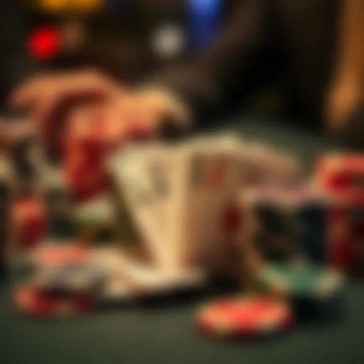 Strategic Poker Play An assortment of poker chips and a hand of cards