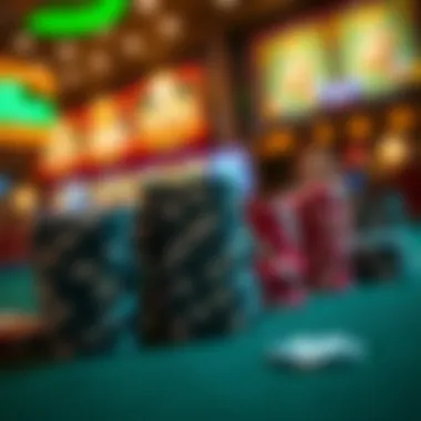 Close-up of poker chips stacked on a table