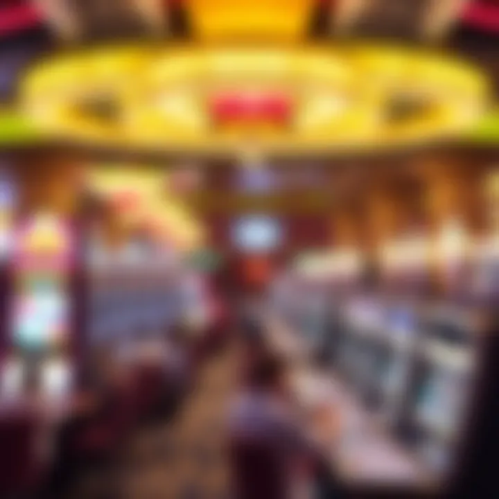 An illuminated casino floor bustling with energy and excitement from patrons.