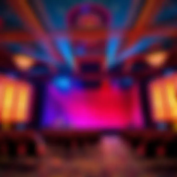 An elegant performance stage at Sands Casino featuring vibrant lighting.