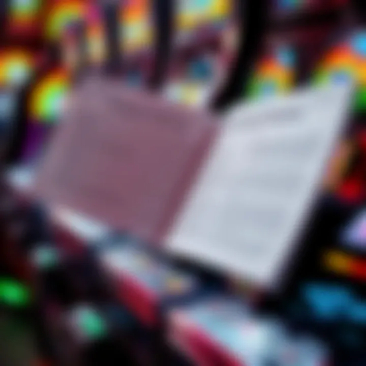 A strategic guidebook spread open with notes on maximizing slot machine success