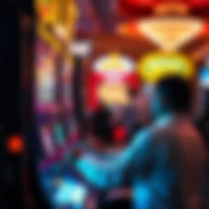 Player interacting with a slot machine