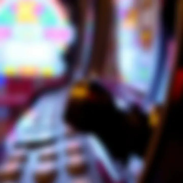 Close-up of a slot machine lever in action