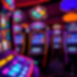Vibrant Las Vegas slot machine display with colorful lights