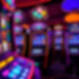 Vibrant Slot Machine Display Vibrant Las Vegas slot machine display with colorful lights