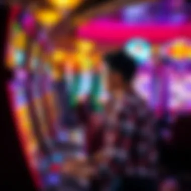 Excitement of Engaging with Slot Machines A player engaging with a popular slot machine, highlighting the excitement of gameplay.