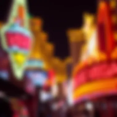 View of vibrant neon signs illuminating the Las Vegas night