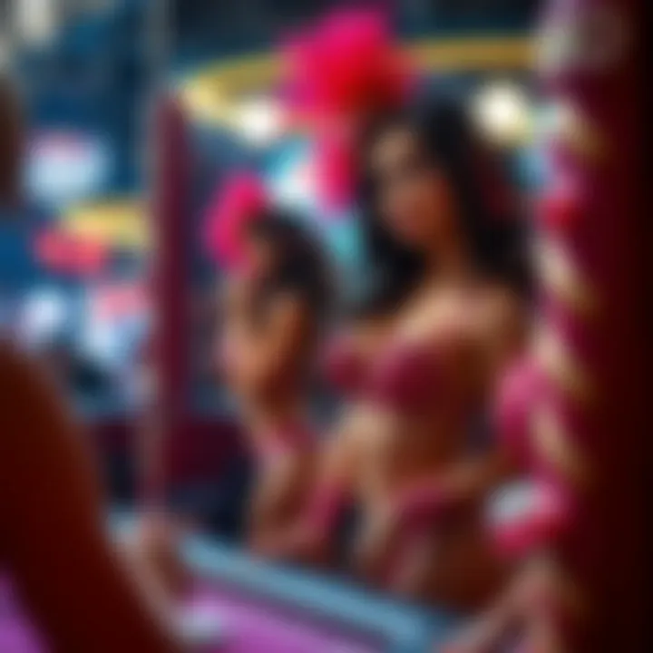 Behind-the-scenes glimpse of showgirls preparing for a performance, emphasizing the artistry involved