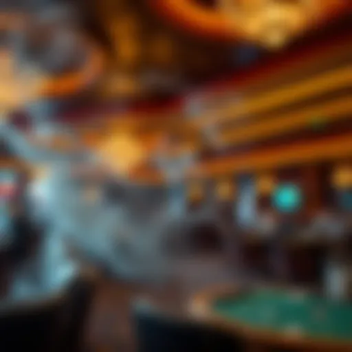 A luxurious casino interior with smoke-filled air