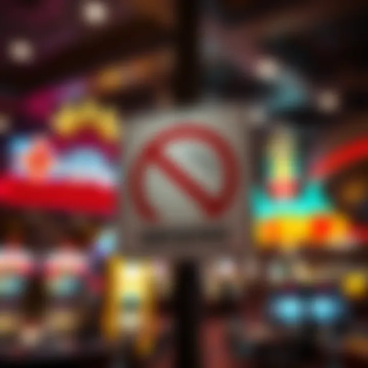 A no smoking sign prominently displayed in a casino
