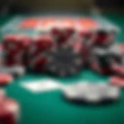 A strategic arrangement of poker chips representing decision-making in gambling.