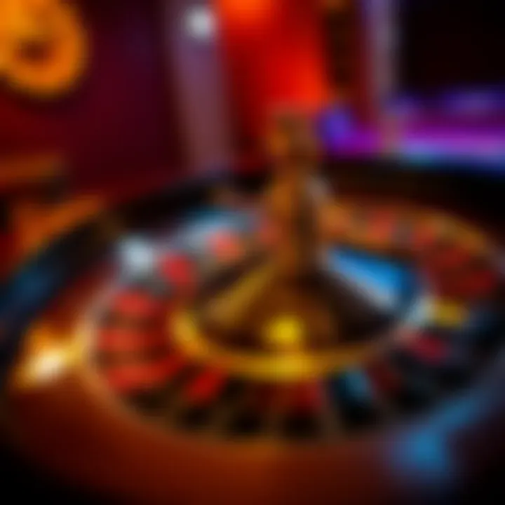 A classic roulette wheel in action with a vibrant layout