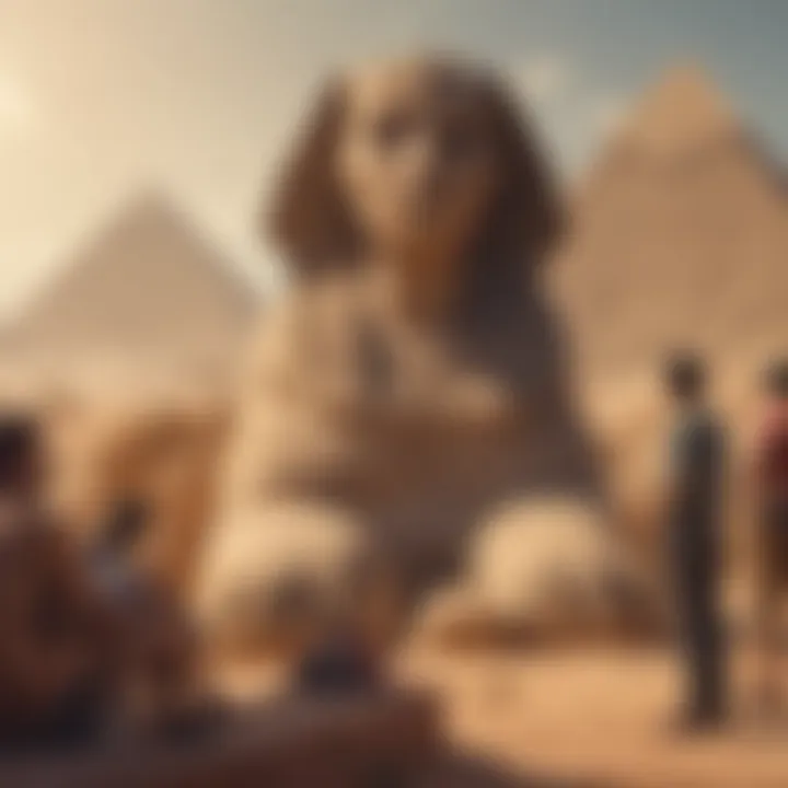 Tourists engaging with the Sphinx attraction