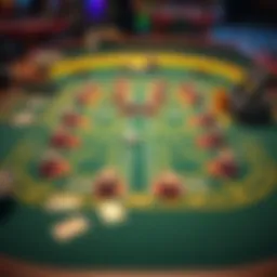 A strategic layout of a casino table game showcasing various player positions